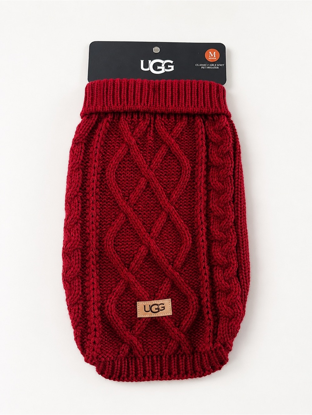 UGG Classic Cable Knit Pet Sweater Burgundy Red Size M NWT